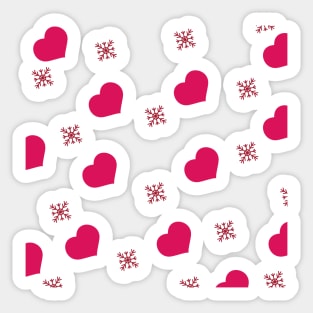 RED Snowflakes HEARTS Sticker